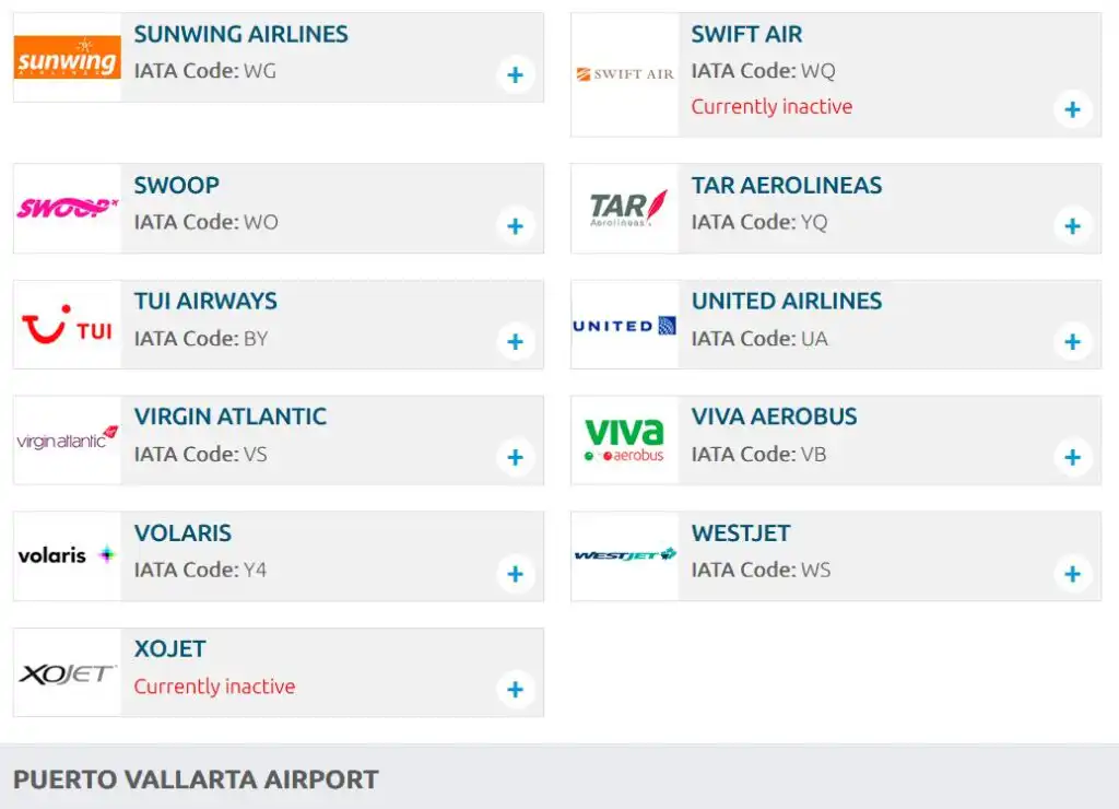 Puerto Vallarta Destination Airlines