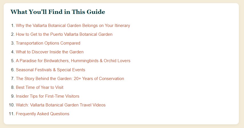 Puerto Vallarta Botanical Garden Travel Guide