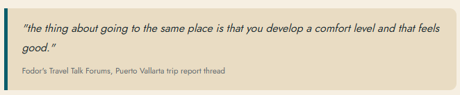 the thing about going to the same place is that you develop a comfort level and that feels good