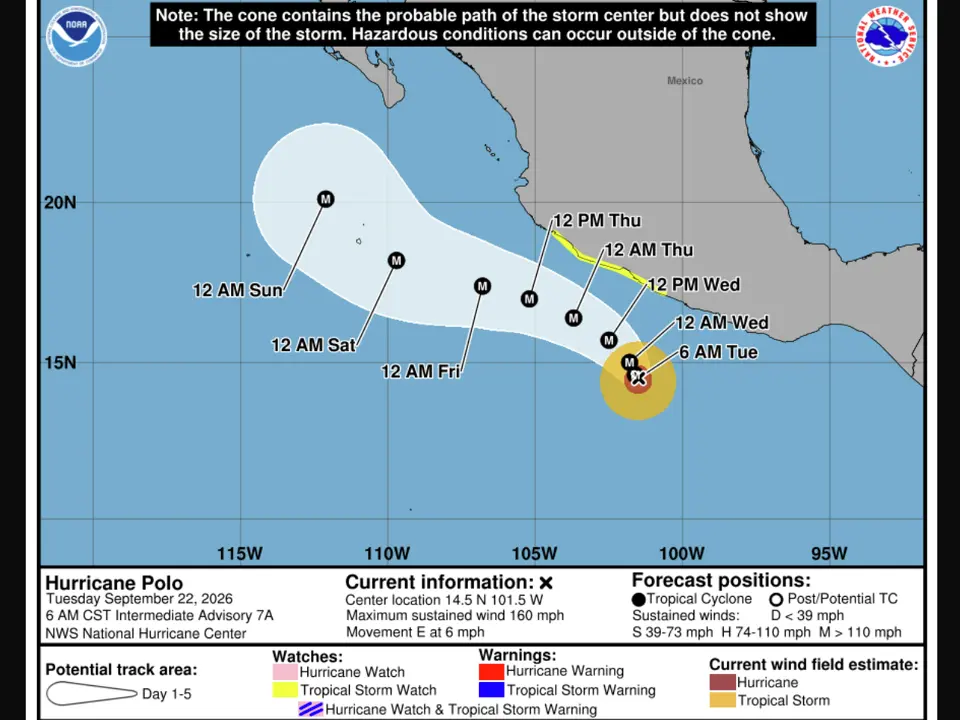Hurricane Polo explosive rise to Category 5 appears to set Pacific record